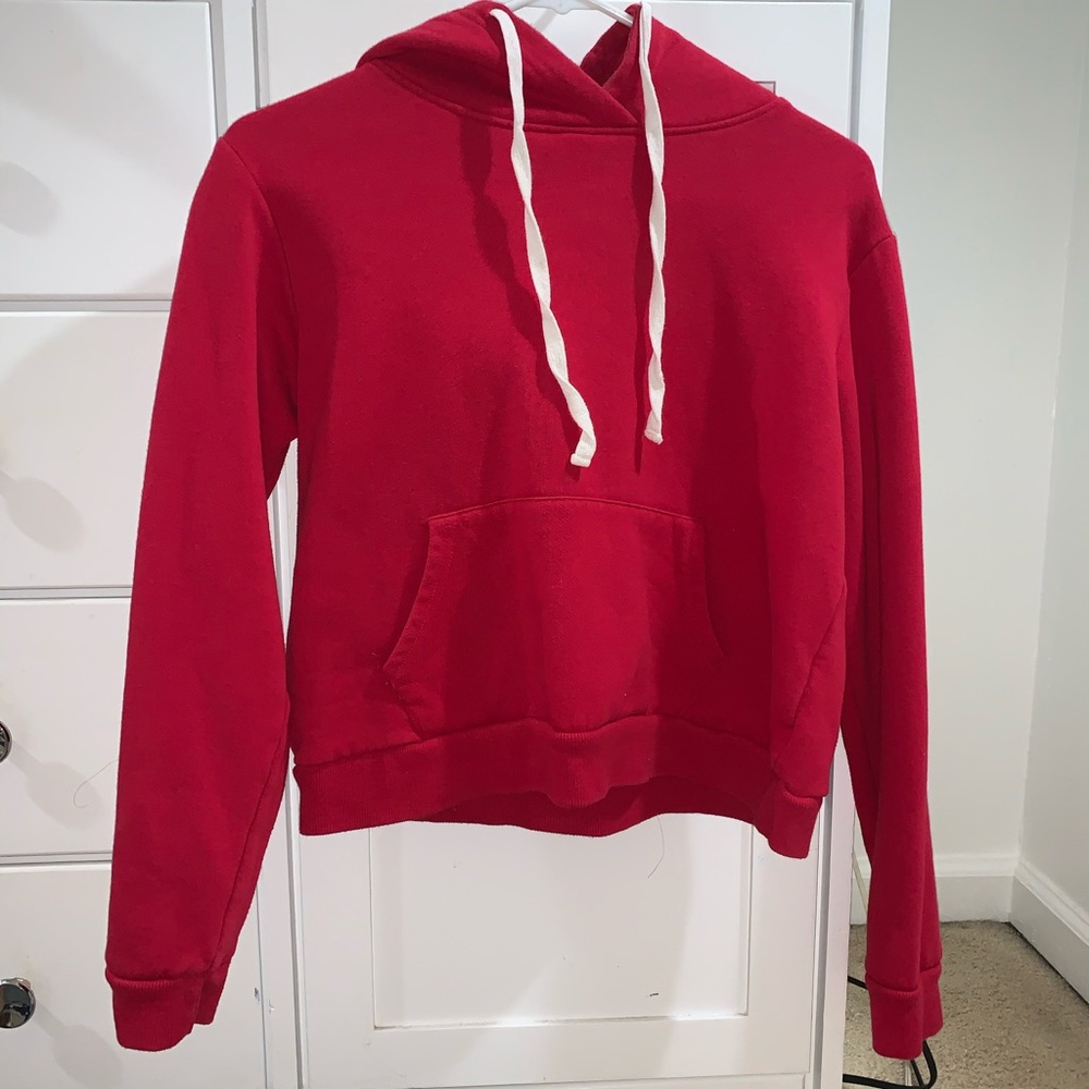 Red crop top long sleeve hoodie